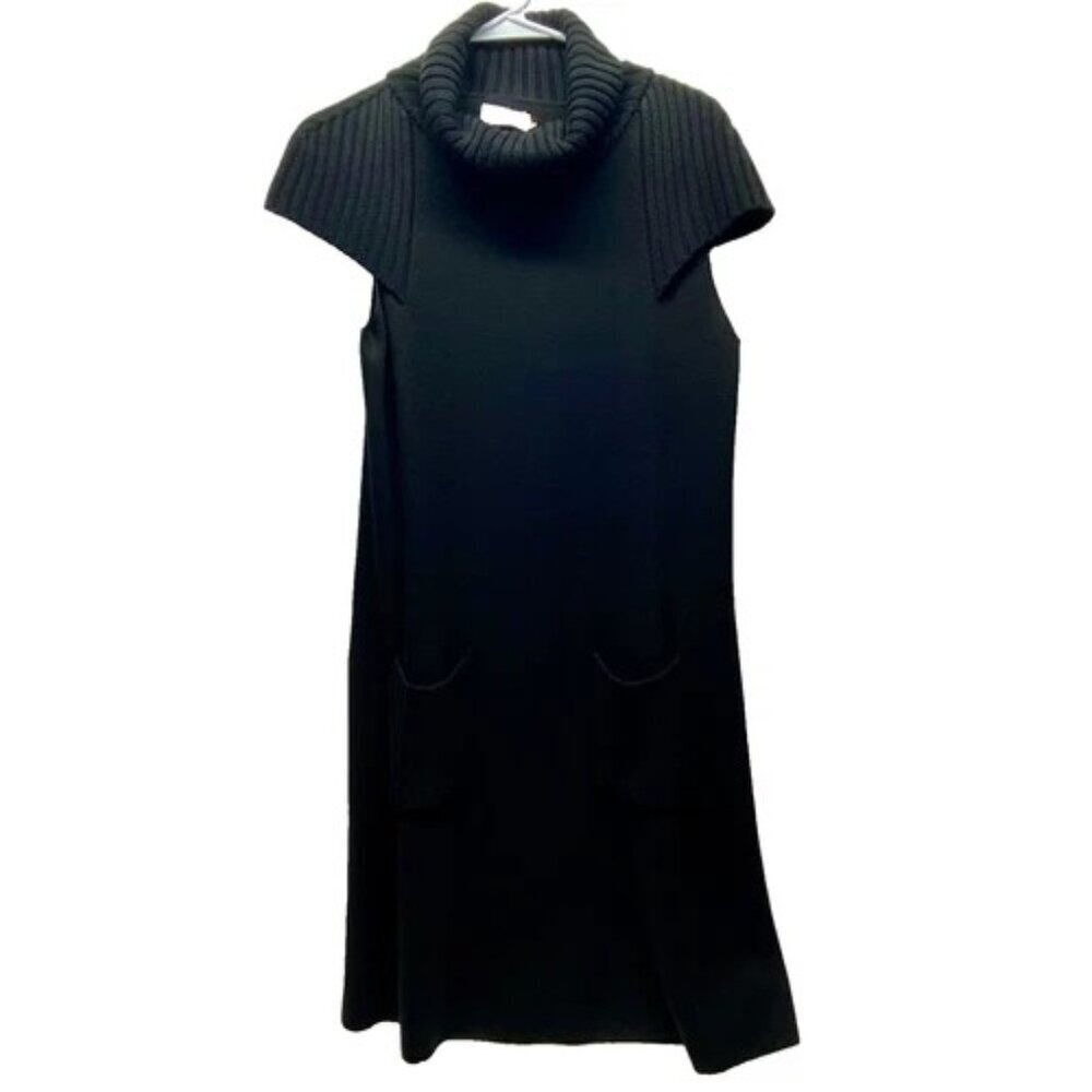 Calvin Klein Short Sleeve Mock Neck Sweater‎ Dress Women's Size Medium Black EUC